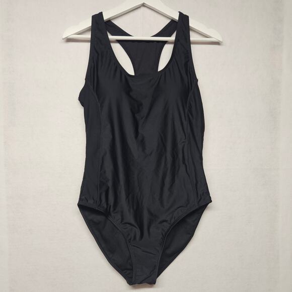 NWT Nicole Miller Black Racerback One Piece Swimsuit - Picture 1 of 10